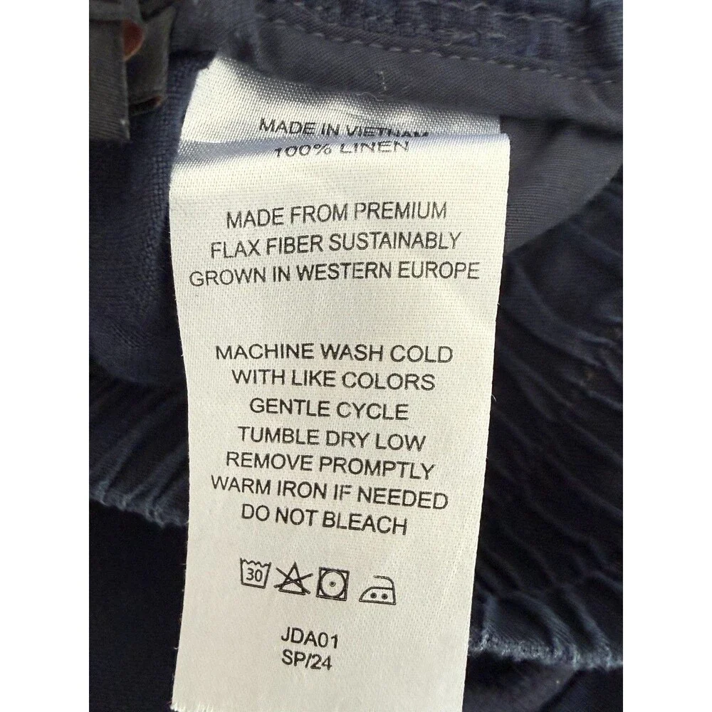 Quince 100% European Linen Blue Pull-On  Wide Leg Pant Women Sz M Coastal EUC